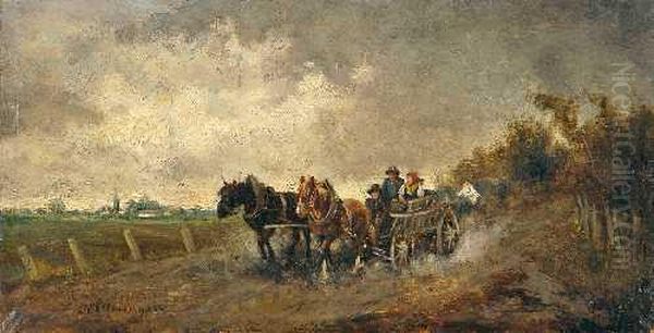 Pferdekutsche Auf Der Landstrase Oil Painting by Ignaz Ellminger