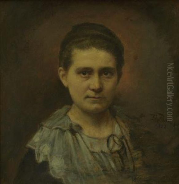 Portrat Einer Jungen Frau Im Ruschenkragenkleid Oil Painting by Ester Ellqvist-Bauer