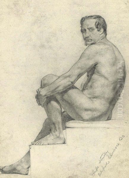 Study Of A Male Nude Observed From The Right Oil Painting by Alfred Elmore