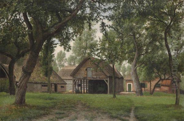 Landscape With Stables And Farmhouse Oil Painting by Alfred Elsen