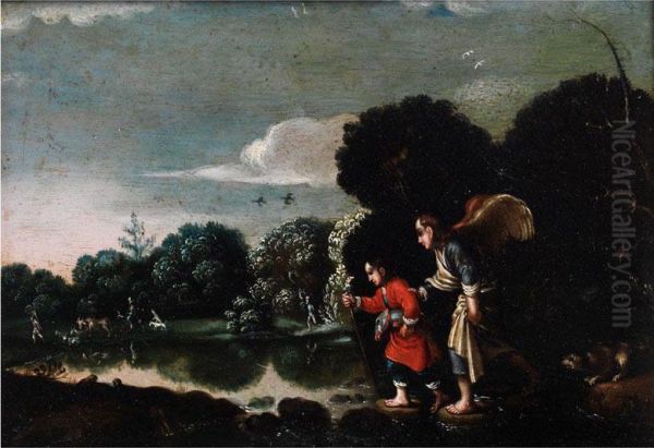 Tobias Mit Dem Engel Oil Painting by Adam Elsheimer