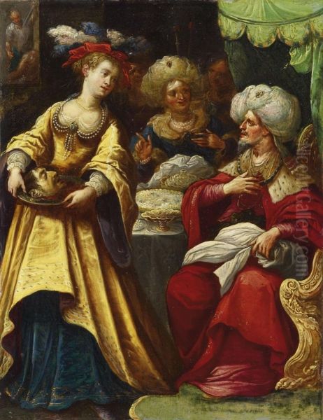 Salome Mit Dem Hauptjohannes Des Taufers Oil Painting by Adam Elsheimer