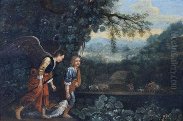 Tobias Mitdem Engel Oil Painting by Adam Elsheimer