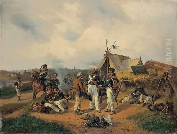 Biwak Aus Dem Feldzuge Oil Painting by Ludwig Elsholtz