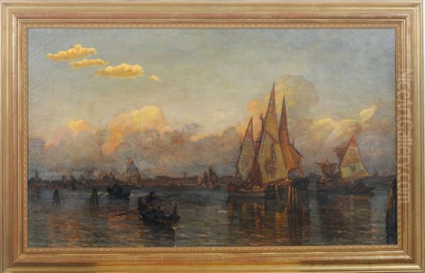 Venetian Boats Oil Painting by D. Jerome Elwell