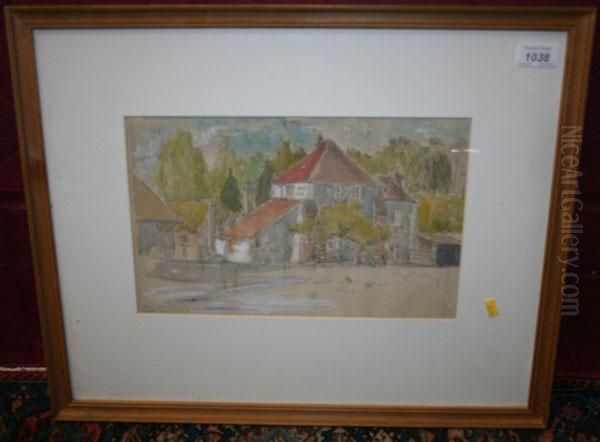 Priory Farm Oil Painting by Frank Lewis Emanuel