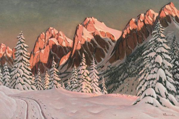 Sunlit Mountains Oil Painting by Victor Emanuelov