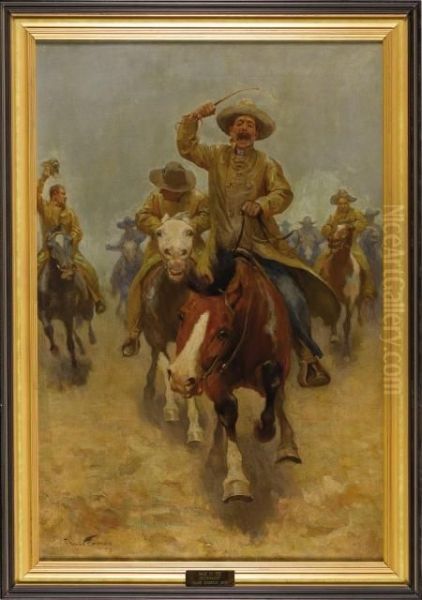 Race To The Chuckwagon Oil Painting by Charles Chase Emerson