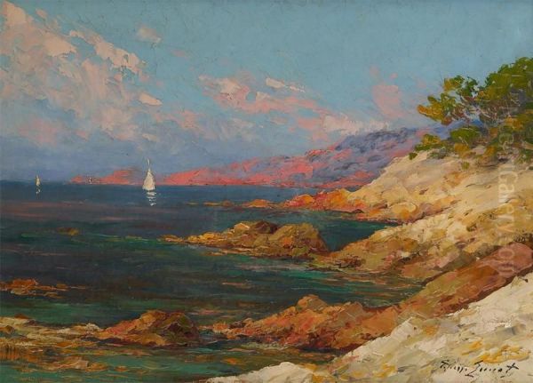 Voilier A La Cote D'azur Oil Painting by Pierre-Paul Emiot