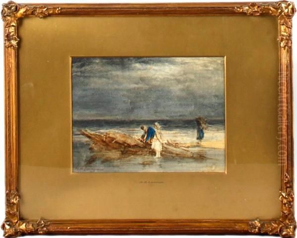 Collecting Driftwood On The Shore Oil Painting by Henry Hetherington Emmerson