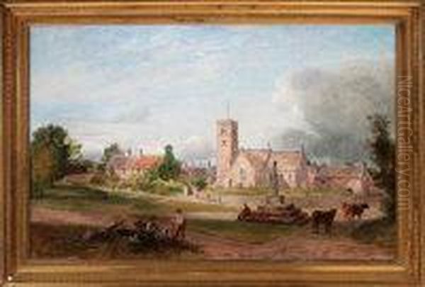 St. Andrews Church, Bywell, Northumberland Oil Painting by Henry Hetherington Emmerson