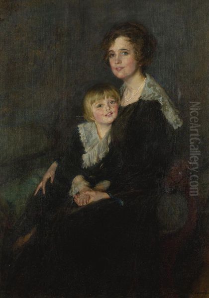 Portrait Of Molly Bangs Armstrong And Her Son, John by Lydia Field Emmet