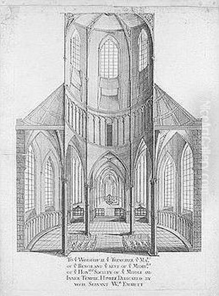 The Temple Church, London, Looking East Oil Painting by William Ii Emmett