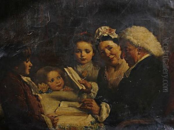 Oliver Goldsmith And Family Oil Painting by Alfred Edward Emslie