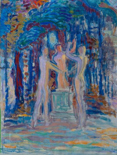 Taking An Oath Oil Painting by Magnus Enckell