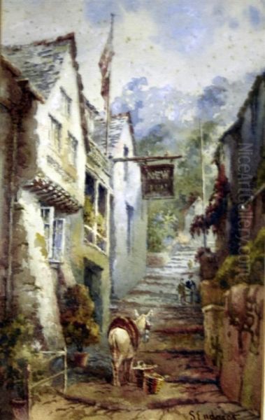 New Inn & Cottage, Clovelly Oil Painting by Sidney Endacott