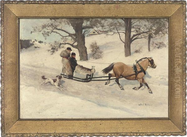 The Sleigh Ride Oil Painting by Axel Ender