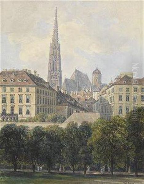 Blick Auf Den Stephansdom Vom Glacis Aus Oil Painting by Thomas Ender