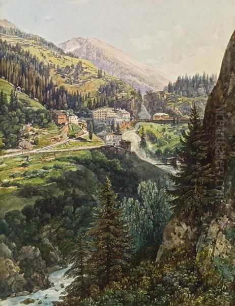 Blick Auf Bad Gastein Oil Painting by Thomas Ender