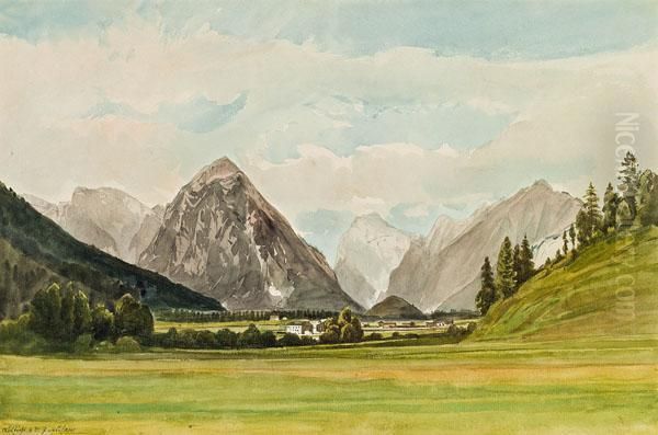 Ansicht Von Der Pertisau Oil Painting by Thomas Ender