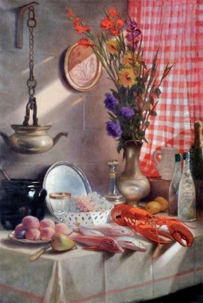 Nature Morte Au Homard Oil Painting by Jean Joseph Enders