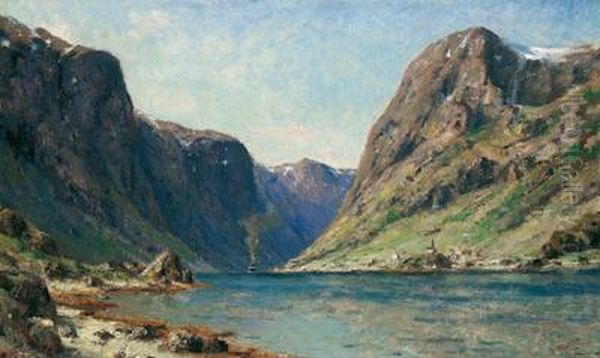 Norwegischer Fjord Oil Painting by Henry Enfield