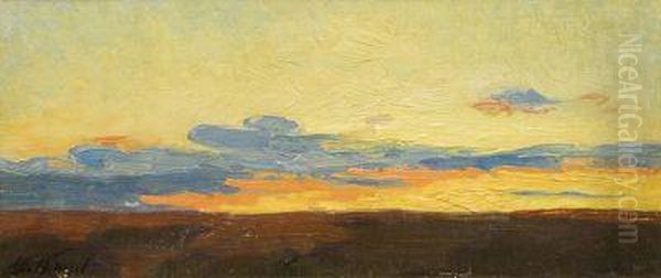 Wolkenstimmung Uber Der Marsch Oil Painting by Otto Heinrich Engel