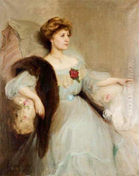 Portrait Of A Lady Oil Painting by Florence Neumengen Engelbach