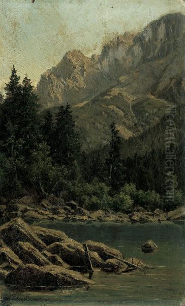 Gebirgsbach; Bergsee Oil Painting by Georg Hermann Engelhardt