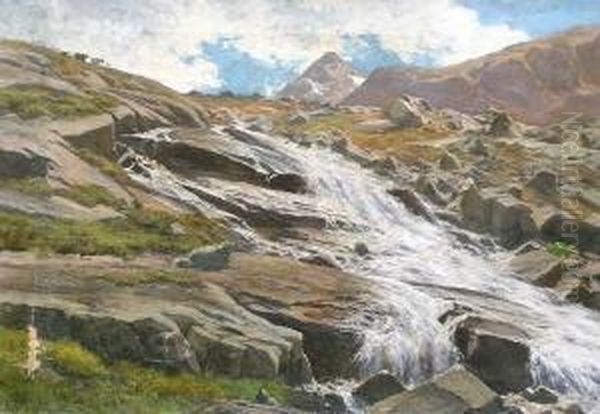 Gipfellandschaft Mit Gletscher Oil Painting by Georg Hermann Engelhardt