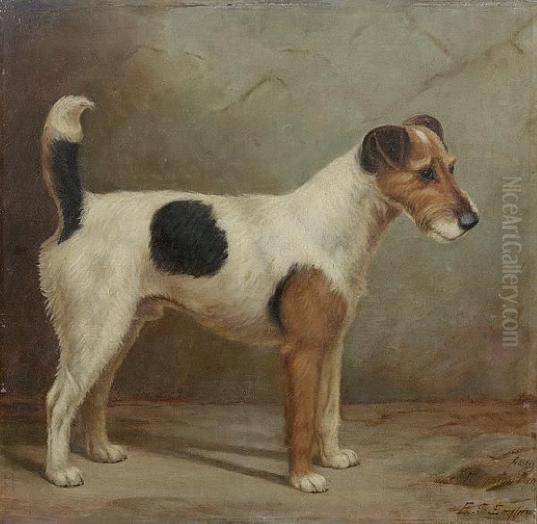 A Fox Terrier Oil Painting by E.S. England