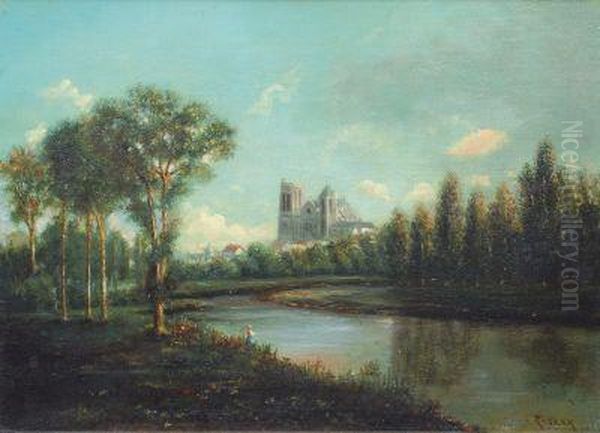 Uferlandschaft Mit Kathedrale Oil Painting by Friedrich Georg Engler