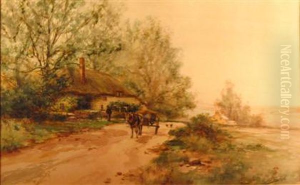 Cart On A Country Road Oil Painting by Frank F. English