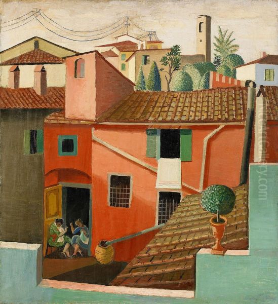 Grannarnas Hus - Settignano Oil Painting by Leander Engstrom