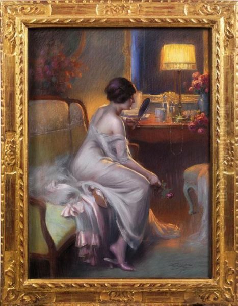 Junge Dame Bei Der Toilette Oil Painting by Delphin Enjolras