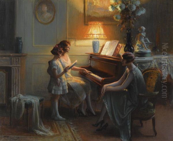 La Lecon De Chant Oil Painting by Delphin Enjolras