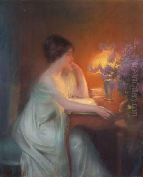 Femme A La Lecture Oil Painting by Delphin Enjolras