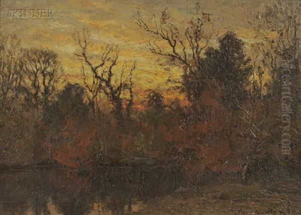 Sunset Marsh Oil Painting by John Joseph Enneking