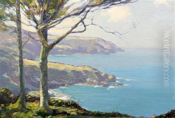 Coastal Landscape Oil Painting by Augustus William Enness