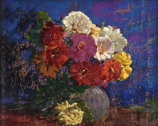 Still Lifeof Flowers In A Vase Oil Painting by Augustus William Enness