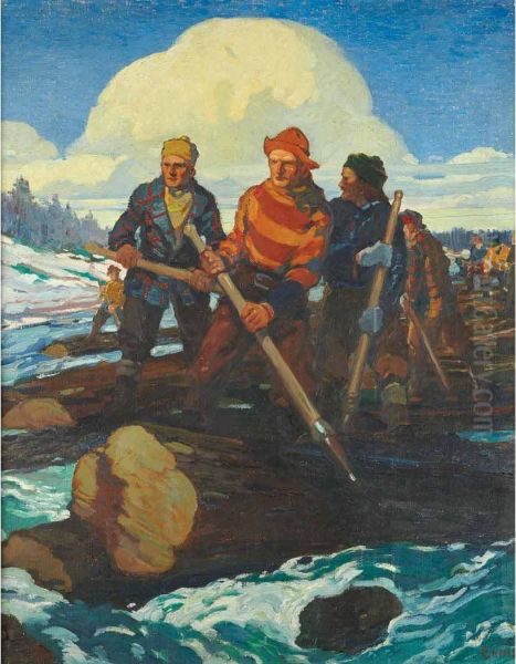 Three Fisherman Oil Painting by George Pearse Ennis