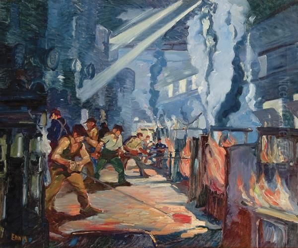 Heating Forging Banks Oil Painting by George Pearse Ennis