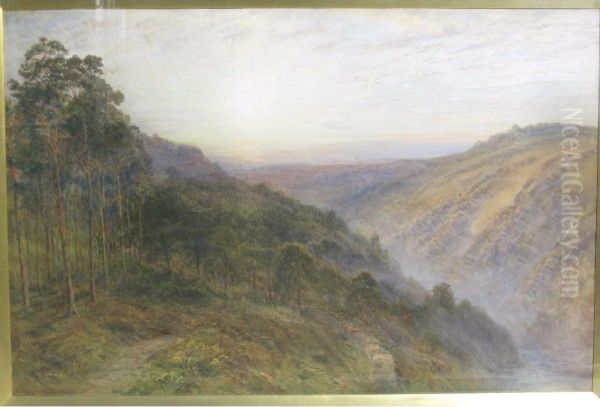 A Wooded Valley Oil Painting by Arthur Henry Enoch