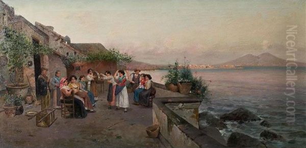 Tarantella A Napoli Oil Painting by Forlenza Enrico