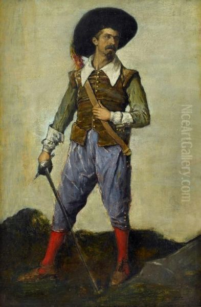 Musketeer Oil Painting by Rafael Enriquez Y Villanueva