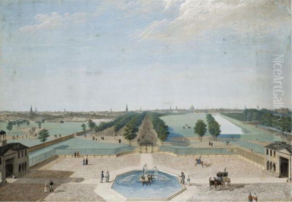 View Of St. James Park From Buckingham House Oil Painting by Karl Georg Enslen