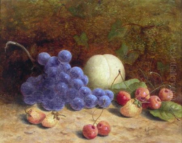 A Still Life Of Assorted Fruit On A Bank Oil Painting by Mary Ensor