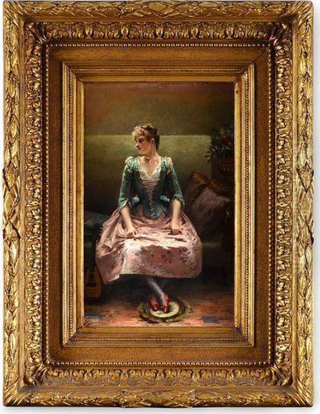 Elegante Assise Dans Un Interieur Oil Painting by Fleury Epinat