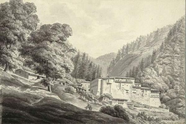 Landschaft Mit Einem Italienischen Bergkloster. 1798 Oil Painting by Fleury Epinat