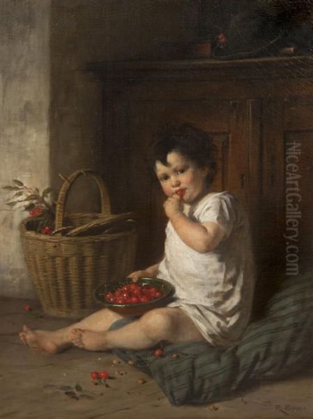 Eating Cherries Oil Painting by Rudolf Epp